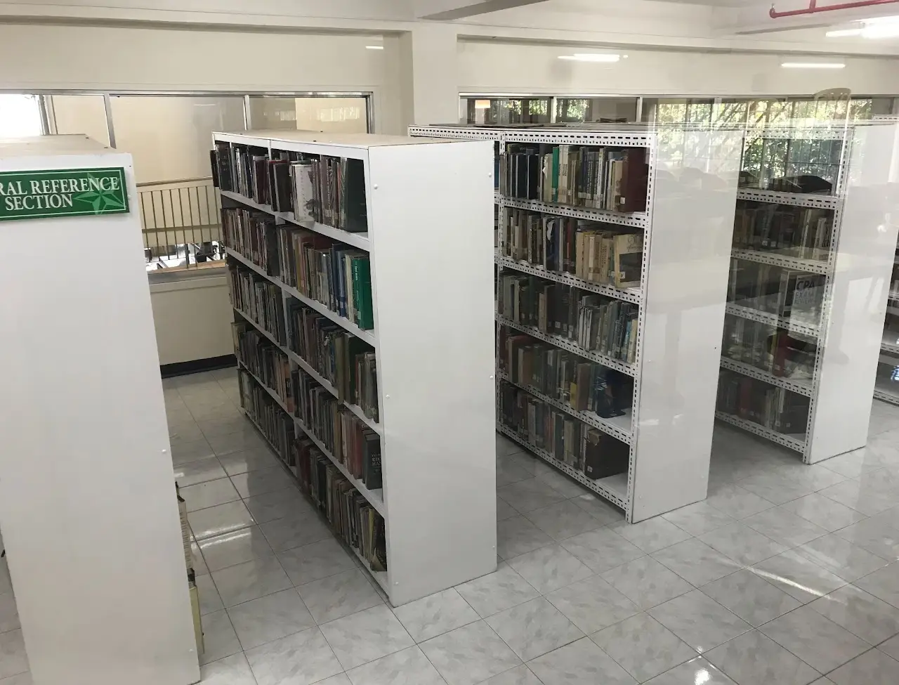 Business and reference section with textbooks and reference materials