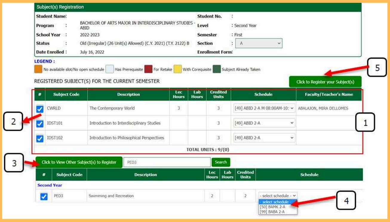 Irregular enrollment